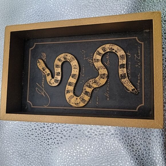7"x4.5"x1" Snake Shadow Box Wall/Tabletop Décor – Gold Frame, Ashland - Picture 6 of 7